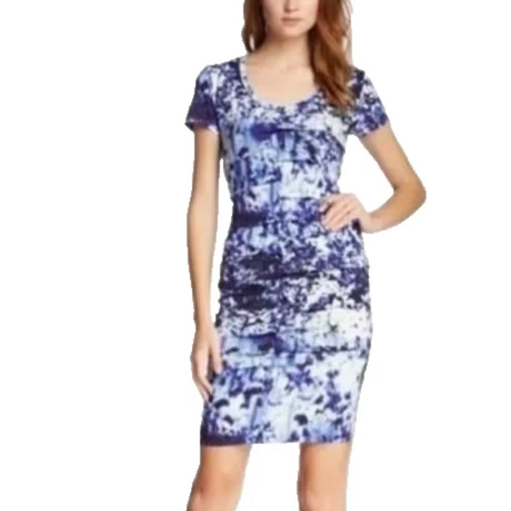 Nicole Miller Artelier Vanessa Blue Lagoon Tidal Pleat Bodycon Dress size SP‎